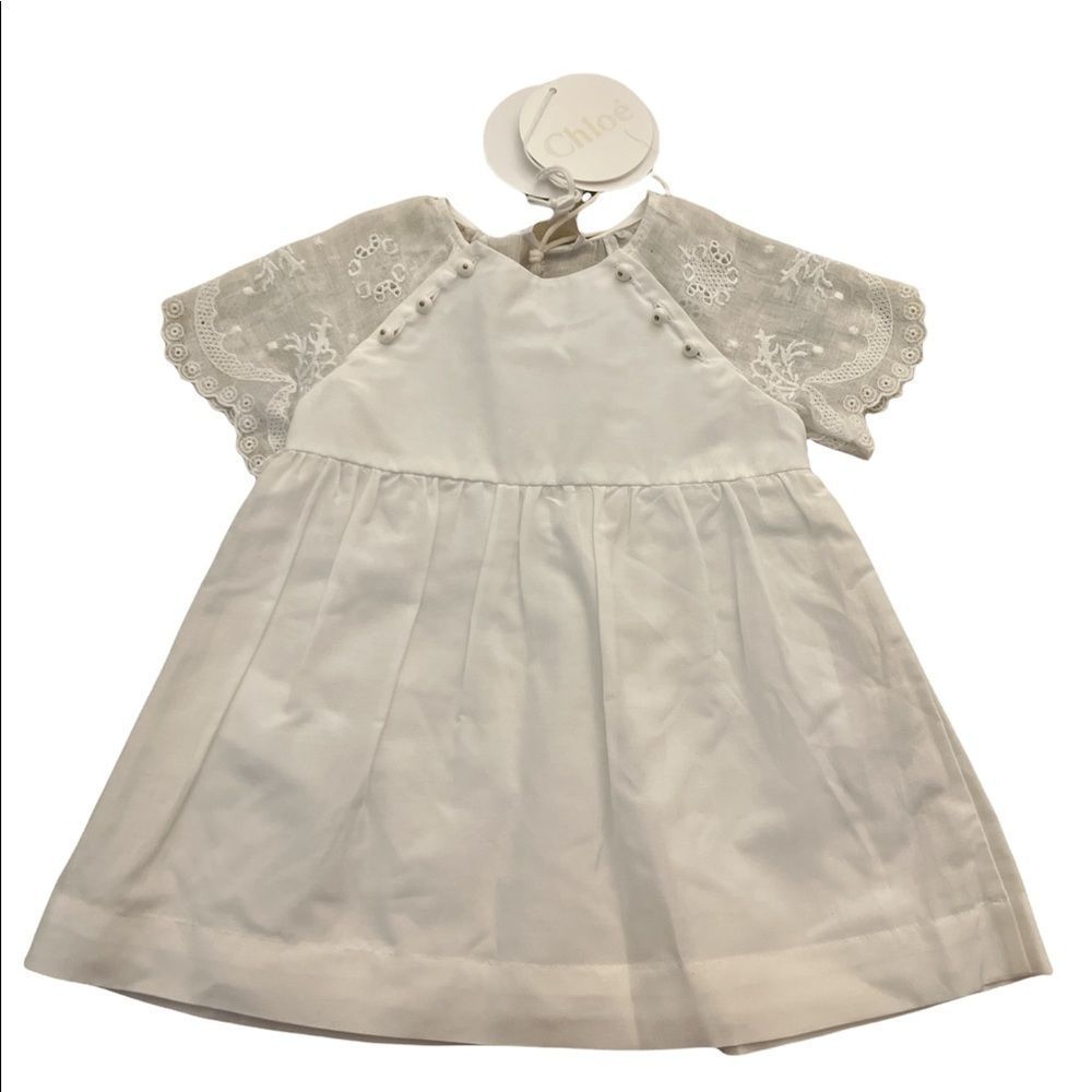 Chloé white lined eyelet dress lots of unique detail